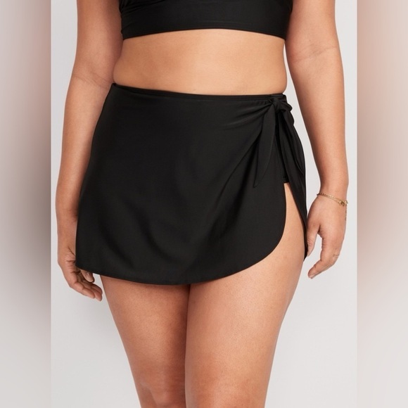 NWT! Black High-Waisted Wrap-Front Sarong Swim Skirt  - Size Small 💎 - Picture 4 of 9
